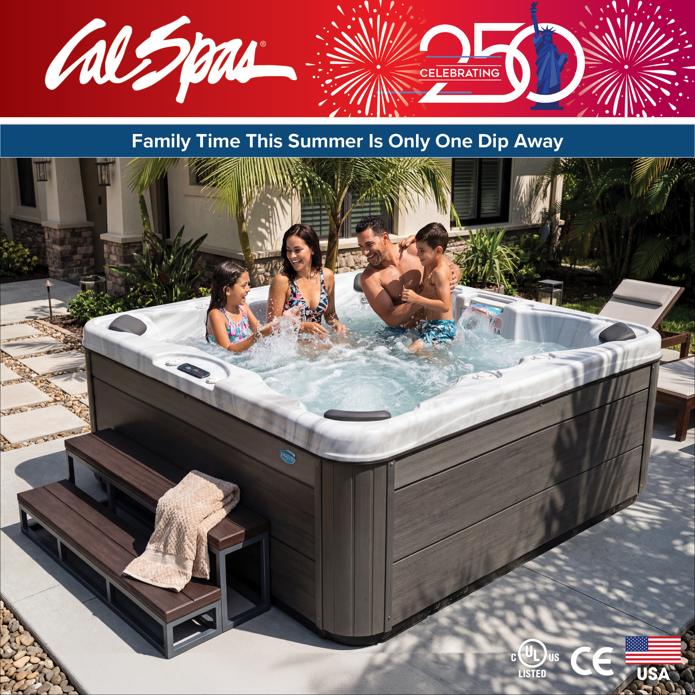 Calspas hot tub being used in a family setting - Indianapolis